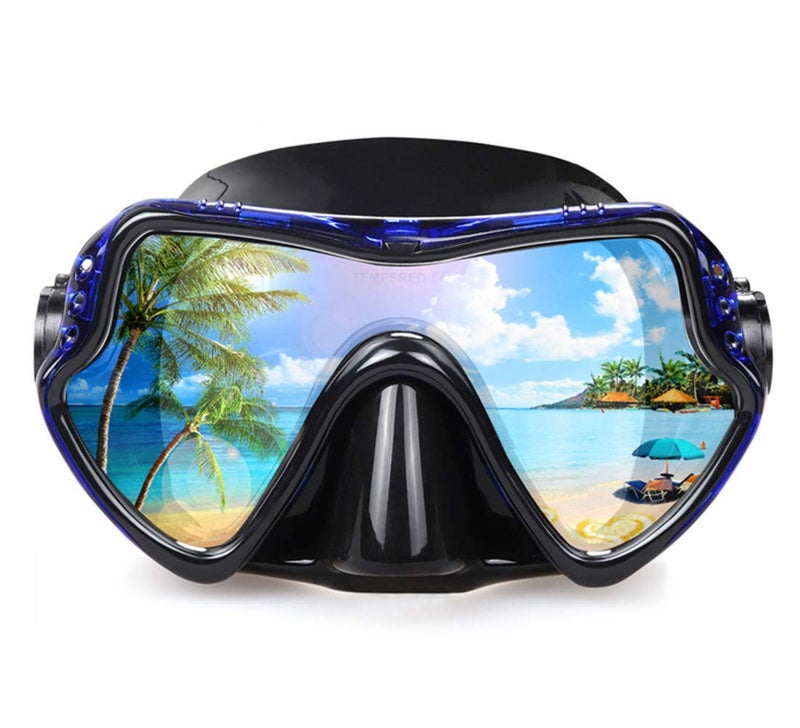EXP VISION Snorkel Diving Mask, Professional Adults Snorkeling Mask Gear, Ultra Clear Tempered Glass Swim Mask Anti Leakage Swimming Goggles with Nose Cover for Men Women Youth (a-Blue) - Image 1